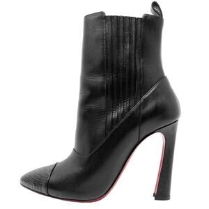 Christian Louboutin Me in the 90s Black Leather & Python Cap Toe Boots Size 37.5